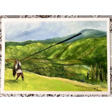 “Trembita. Call of the Carpathians” – Original Carpathian Painting, Oil on Paper | Marina Stognieva